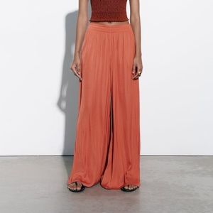 ZARA FLOWY WIDE LEG PANTS | Copper color